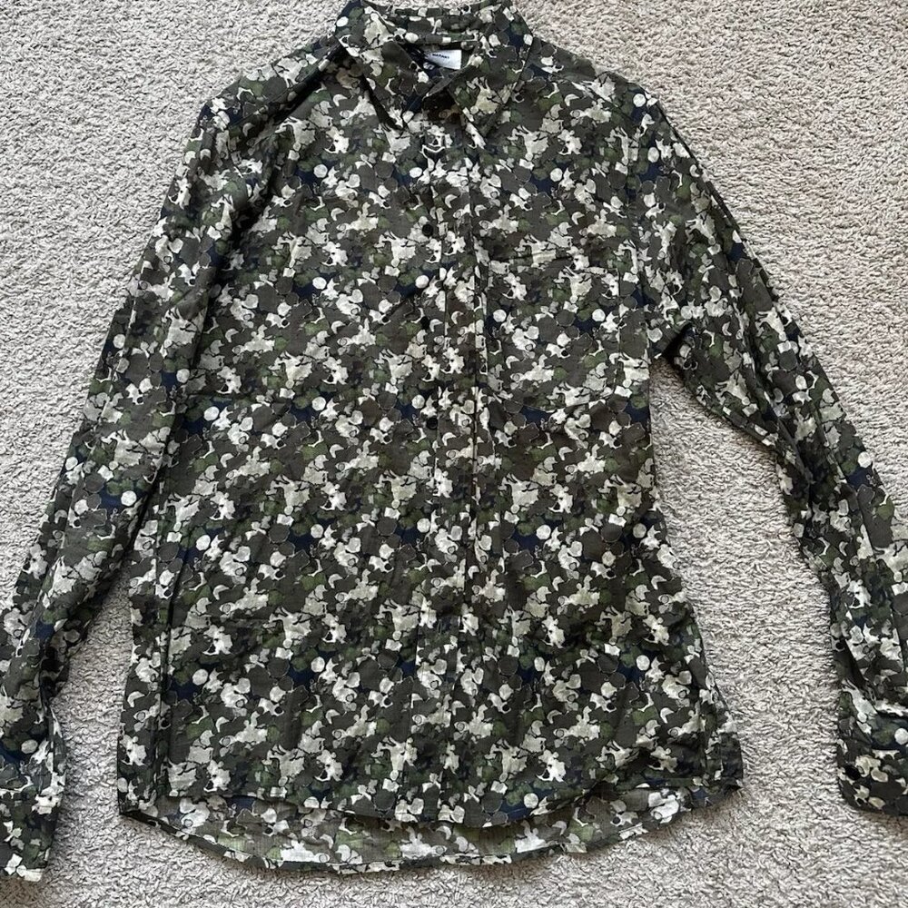 MSRP $332 Isabel Marant Ilako printed cotton-poplin shirt - Men's Size Medium